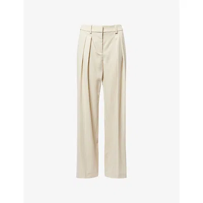 The Frankie Shop Womens Cement Daytona Pleated Wool Trousers