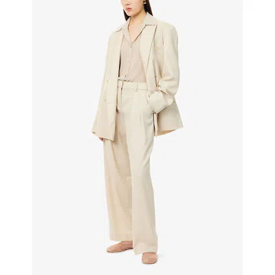 The Frankie Shop Womens Cement Daytona Pleated Wool Trousers