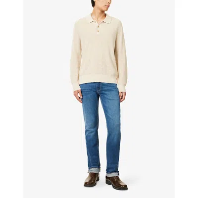 Paige Mens Joshua Tree Tellers Regular-fit Cotton-linen Blend Polo Top In Neutral