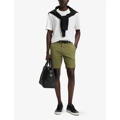 Hugo Boss Mens Medium Green Slip-pocket Straight-leg Slim-fit Stretch-cotton Shorts In Green