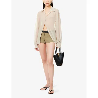 The Frankie Shop Womens Khaki Roma Hot Pants Woven Shorts