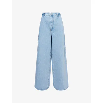 Frame Womens Sweetheart Drape Wide-leg Cotton-blend Jeans