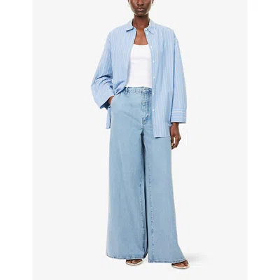 Frame Womens Sweetheart Drape Wide-leg Cotton-blend Jeans