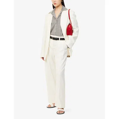 The Frankie Shop Womens Off White Daytona Pleated Wool Trousers Xs In Neutral
