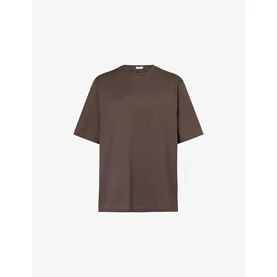 The Frankie Shop Womens Dark Plum Harper Relaxed-fit Cotton-jersey T-shirt In Brown