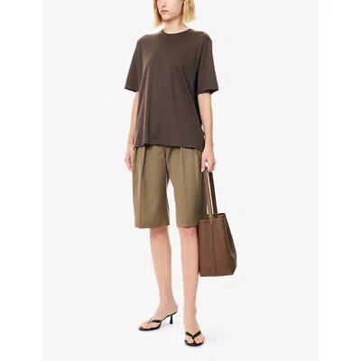 The Frankie Shop Womens Dark Plum Harper Relaxed-fit Cotton-jersey T-shirt In Brown