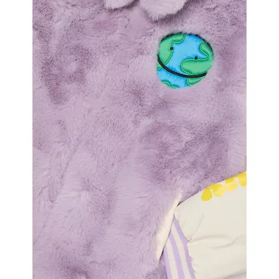 Stella Mccartney Faux Fur-trimmed Varsity Jacket In Purple
