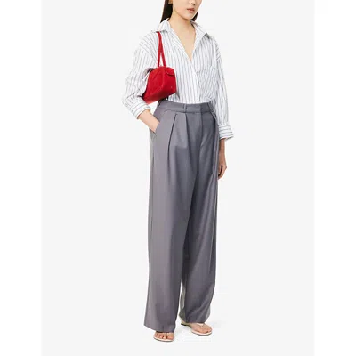 The Frankie Shop Womens Grey Ripley Pleated Wide-leg Wool-blend Trousers