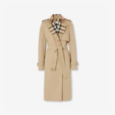 Burberry Long Check Collar Gabardine Trench Coat