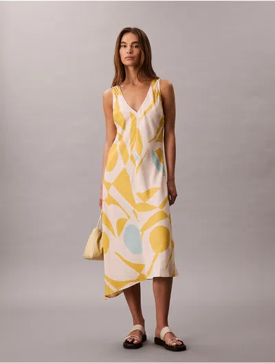 Calvin Klein Women's Printed V-neck Midi Dress