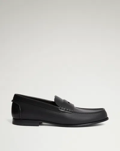 Dunhill Heddon Flex Leather Penny Loafers In Black