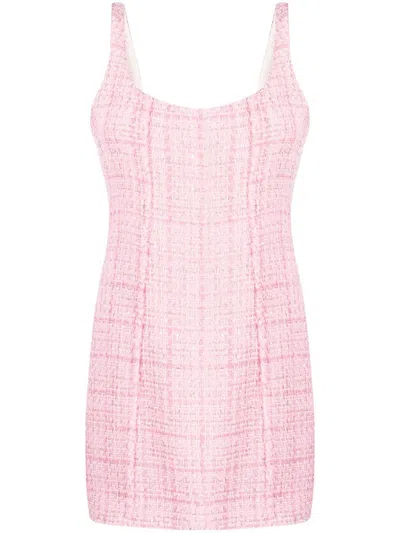 Gcds Backless Tweed Minidress In Pink