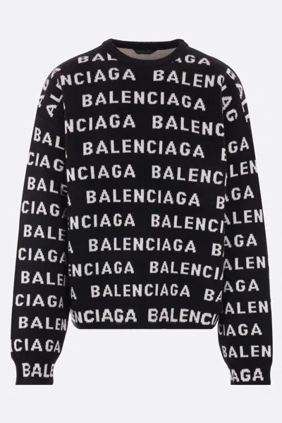 Balenciaga Logo All Over Print Pullover Sweater