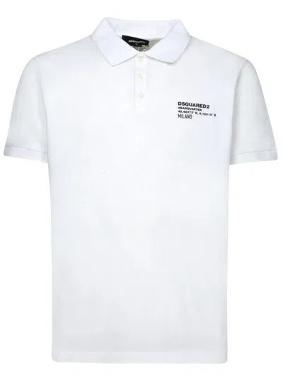 Dsquared2 Logo Cotton Polo Shirt In White