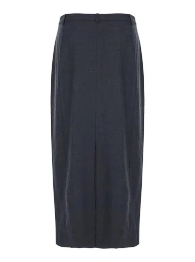 Theory Midi Grey Skirt With Slit