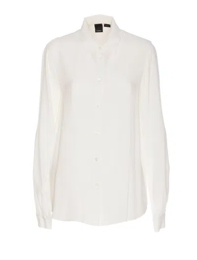 Pinko White Shirt With Pointed Collar And Long Sleeves In Cotton Woman In White