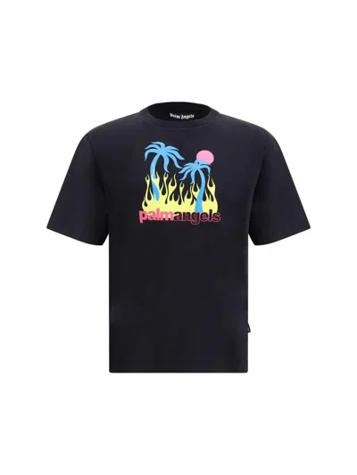 Palm Angels Burning Oasis Slim Fit Graphic T-shirt In Black