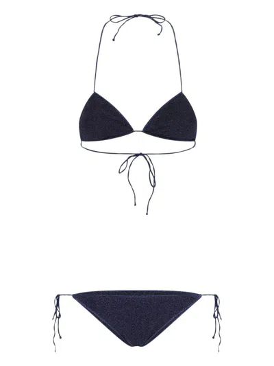 Oseree 'lumiere' Blue Bikini With Triangular Top And Tie Closure