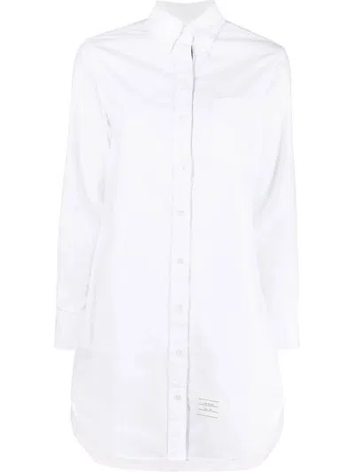 Thom Browne Oxford Cotton Mini Shirt Dress In White