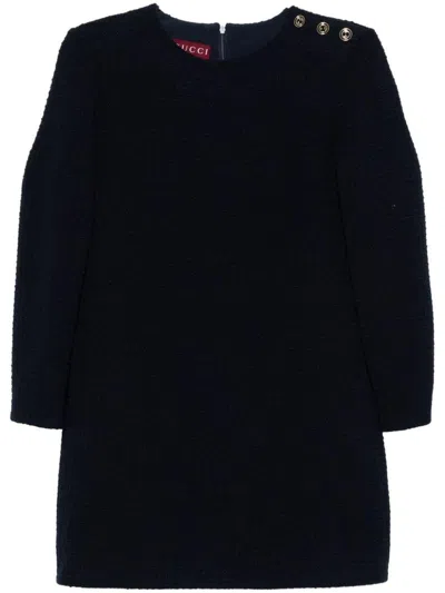 Gucci Bouclé Wool Short Dress In Black