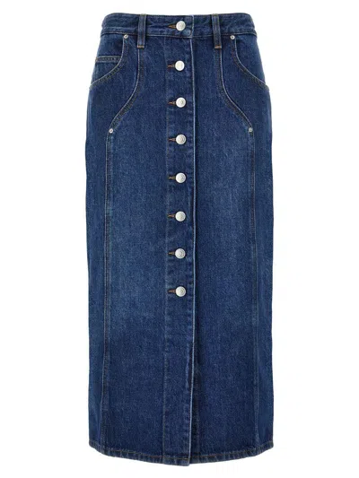 Isabel Marant Étoile Vandy Denim Cotton Skirt In Blue