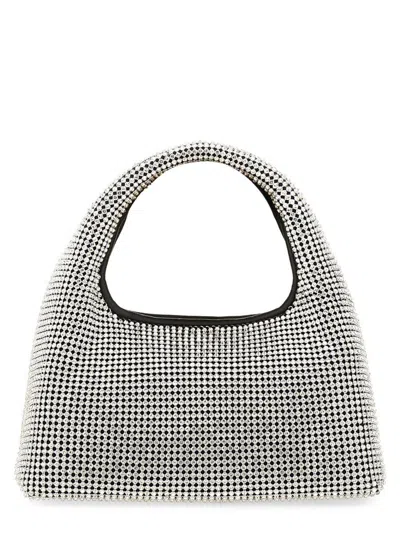 Marc Jacobs 'the Mini Sack' Metallic Handbag With Logo Patch On The Rear And All-over Crystal Embellishments