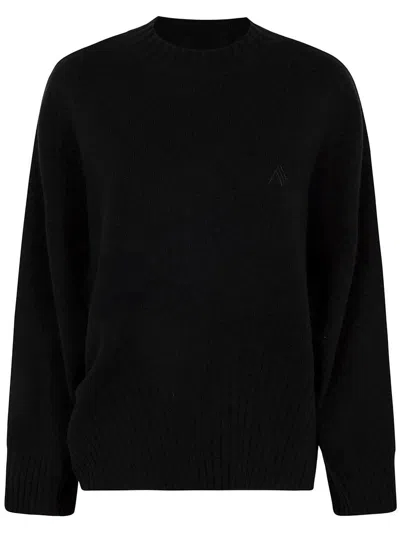 Attico The  Wide Ribbed Cashmere Knit Sweater In Black