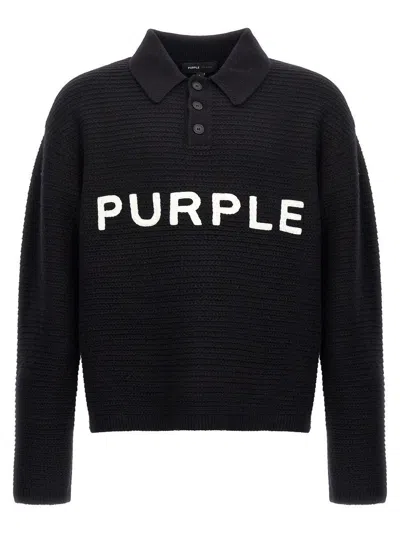 Purple Brand Wool Sweater With Frontal Logo Embroidery