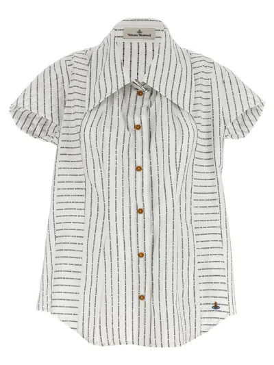 Vivienne Westwood Cotton Shirt With All-over Logo Print In White