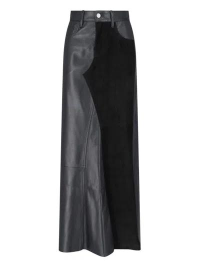 Mm6 Maison Margiela 5-pockets Leather Long Skirt In Black