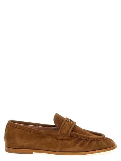 Pinko 'naty 02' Brown Loafers With Love Birds Diamond Cut Logo Plaque