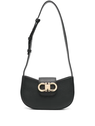 Ferragamo Gabry Black Calf Leather Shoulder Bag