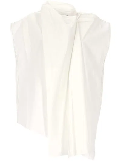 Carven White Sleeveless V Neck Top In White