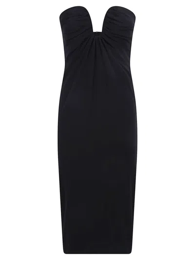 Pinko Fitted Black Stretch Viscose Midi Dress In Black