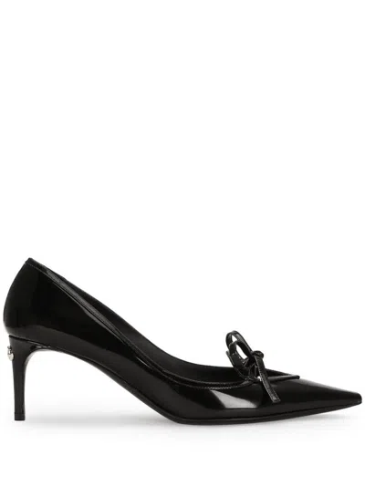 Dolce & Gabbana Glossy Leather Bow Stiletto Pumps