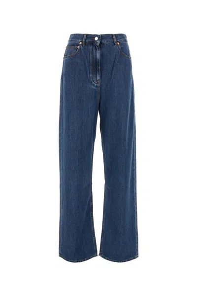 Valentino Wide Leg Denim Jeans In Blue