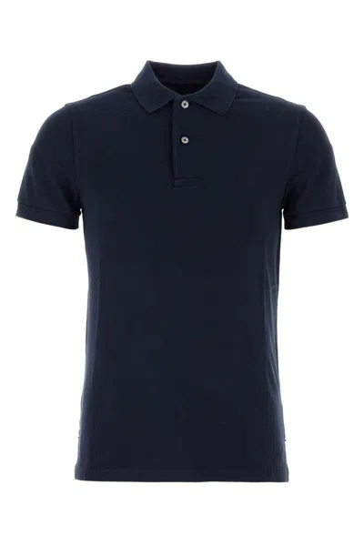 Tom Ford Men Dark Blue Piquet Polo Shirt