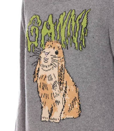 Ganni Bunny Wool Crewneck Sweater