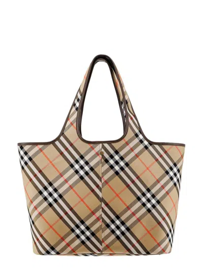 Burberry Canvas Shoulder Bag With Check Motif