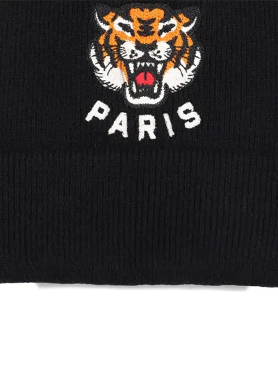 Kenzo Tiger-embroidered Beanie In Black