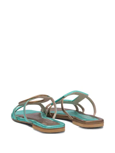 Elina Linardaki Light Blue Leather Sandals In Multi