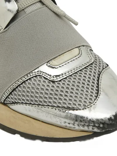 Pre-owned Balenciaga Metallic Leather Sneakers In Silver