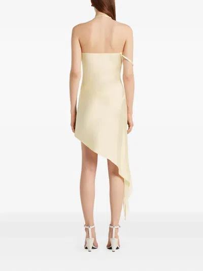 Courrèges Asymmetrical Satin Dress In Yellow