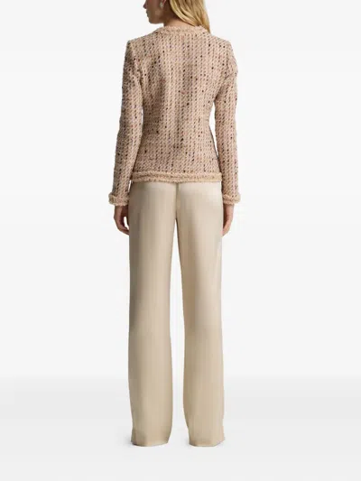 St John St. John Collection Susan Fringe Trim Metallic Tweed Jacket In Neutral