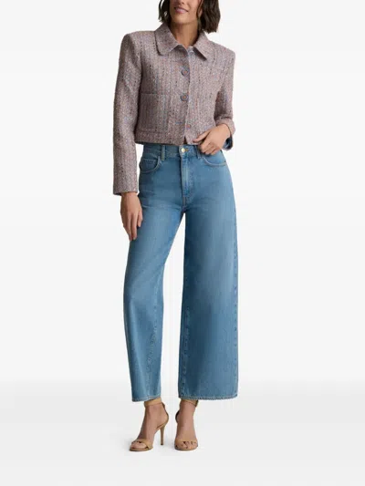 St John Naomi Jacket In Azure Tweed In Gray