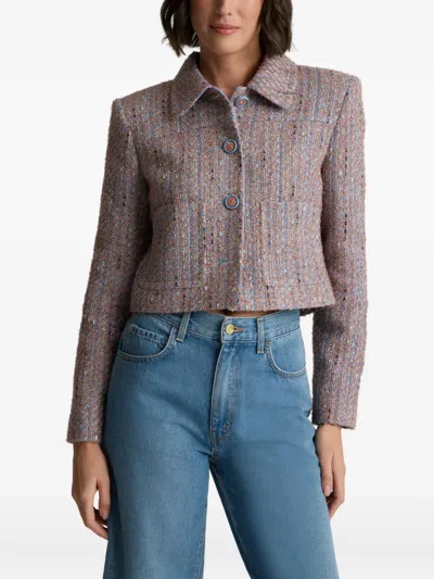 St John Naomi Jacket In Azure Tweed In Gray