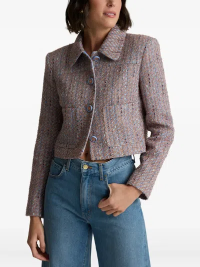 St John Naomi Jacket In Azure Tweed In Gray