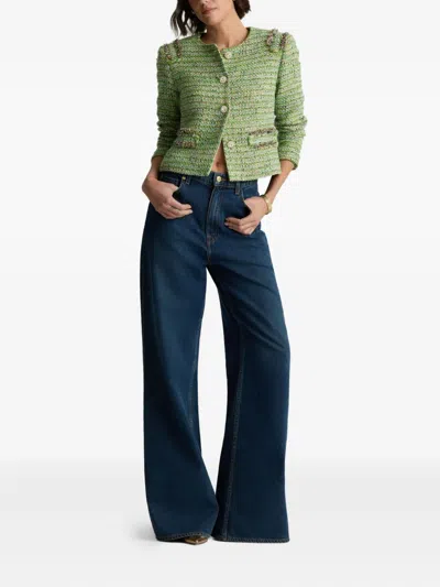 St John St. John Collection Arden Metallic Tweed Jacket In Green