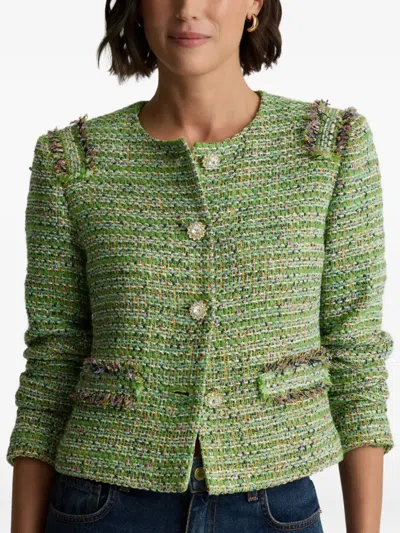 St John St. John Collection Arden Metallic Tweed Jacket In Green
