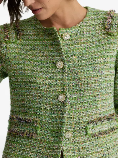 St John St. John Collection Arden Metallic Tweed Jacket In Green